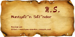 Muntyán Sándor névjegykártya